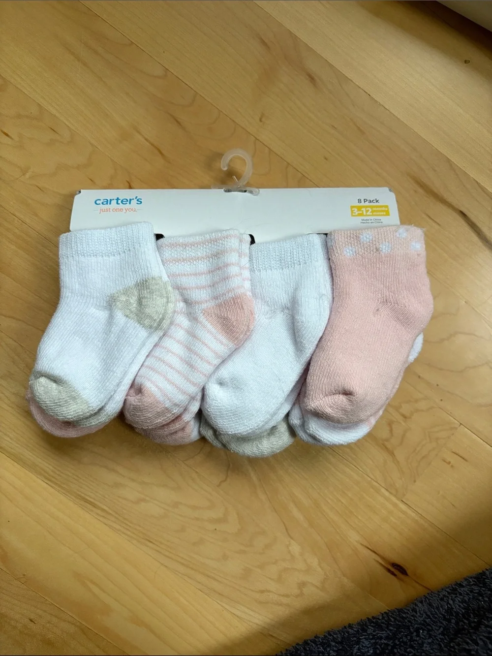 Carter's Baby Girls White & Pink Sock 8-Pack